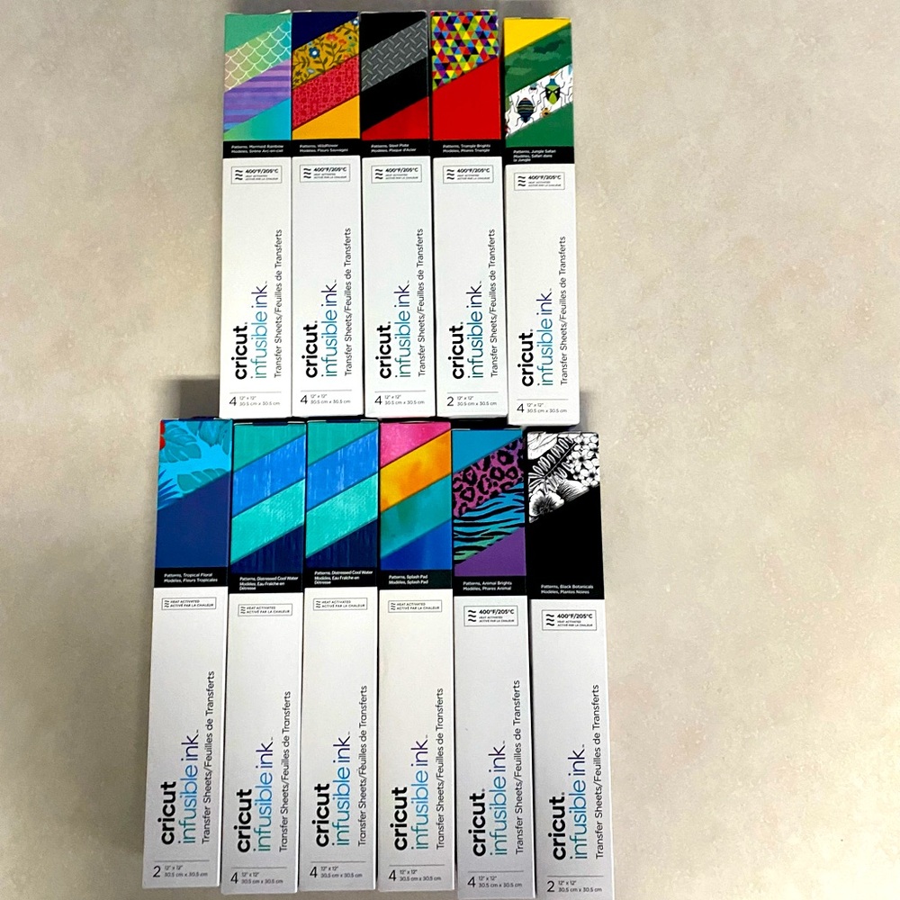 11 New Cricut Infusible Ink Rolls: Transfer Sheets each measuring 12in X 12in